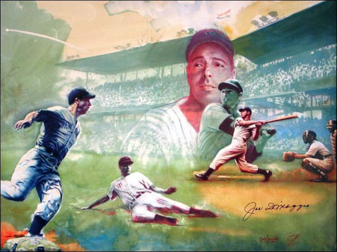 Joe DiMaggio Autographed Art