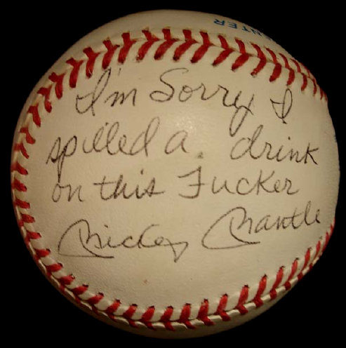 Mickey Mantle Curse Signed Baseball